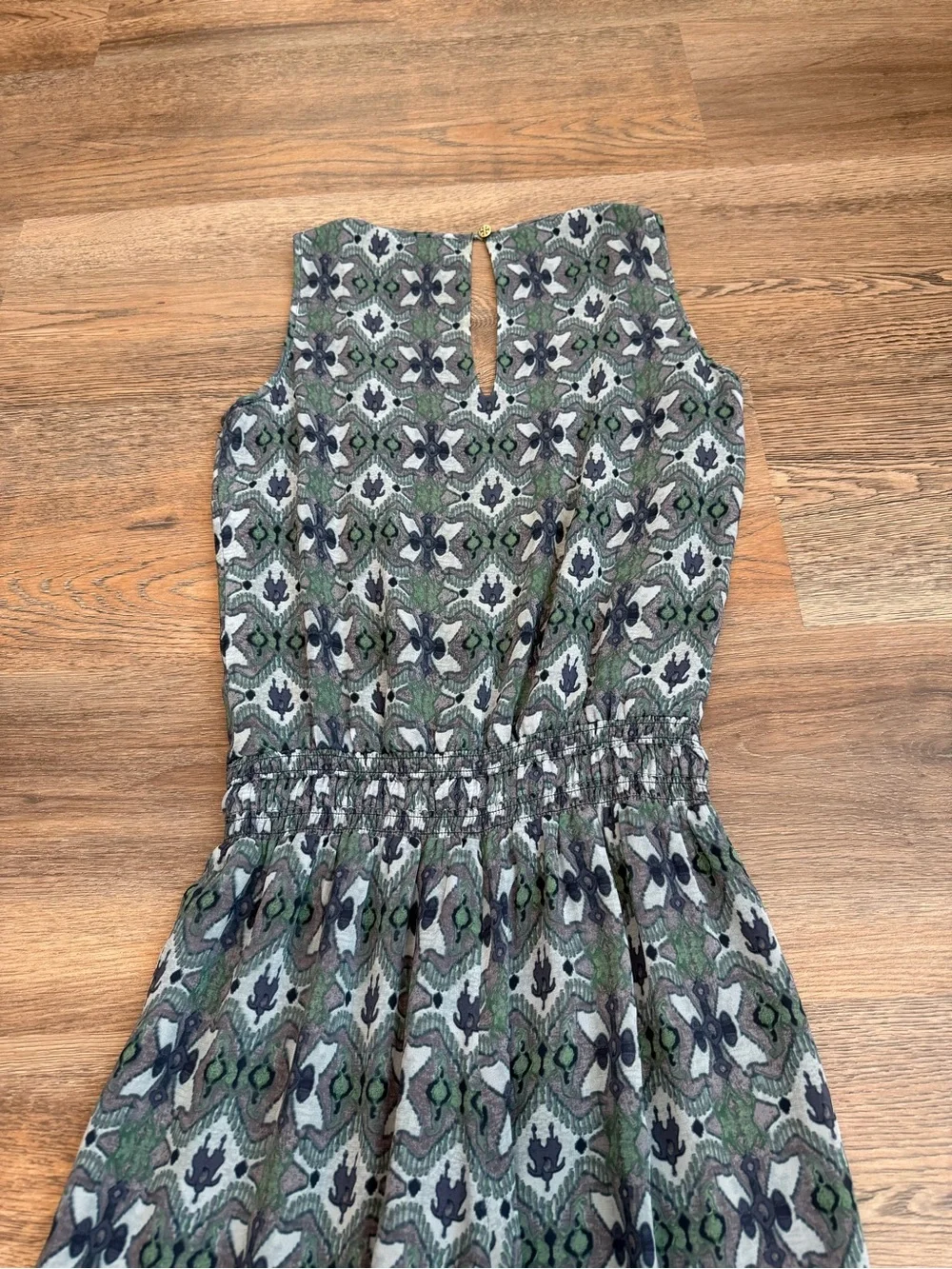 Tory Burch Laguna Silk Blouson Jumpsuit Bedford Gray Bukhara Ikat Print Size XS
